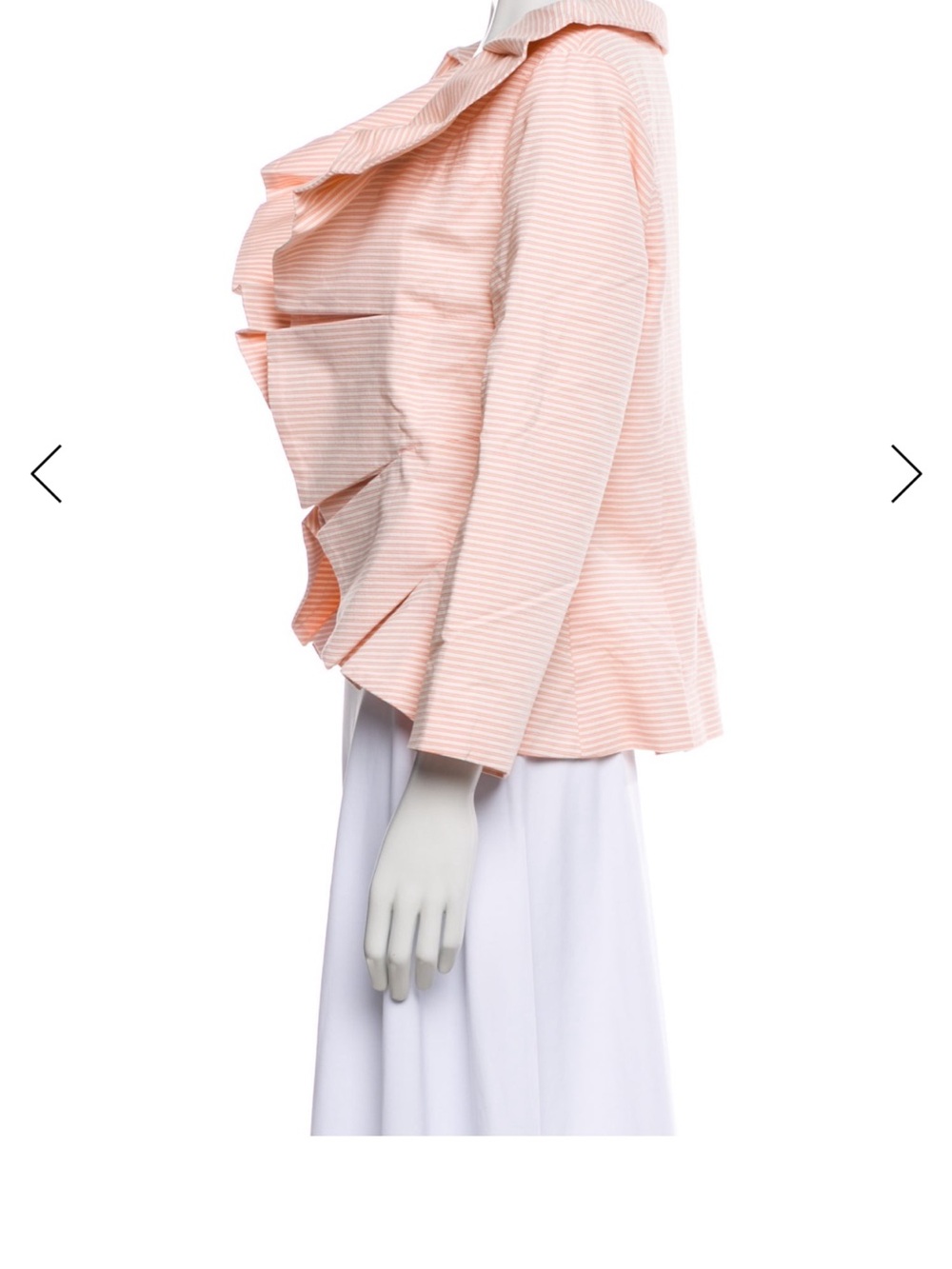 Buru Peach Striped Ruffle Open Jacket - Picture 2 of 5